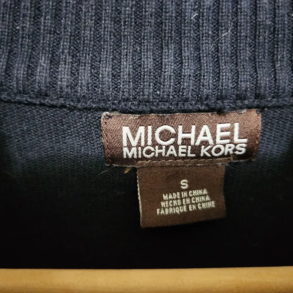 MICHAEL KORS Men’s Navy 1/4 Zip Textured Sweater Size S